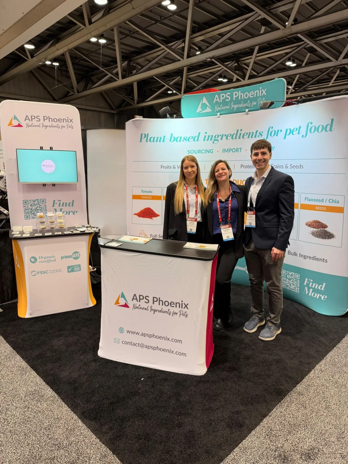 APS Phoenix team at Booth 1026 during Petfood Forum 2026 in Kansas City Convention Center.